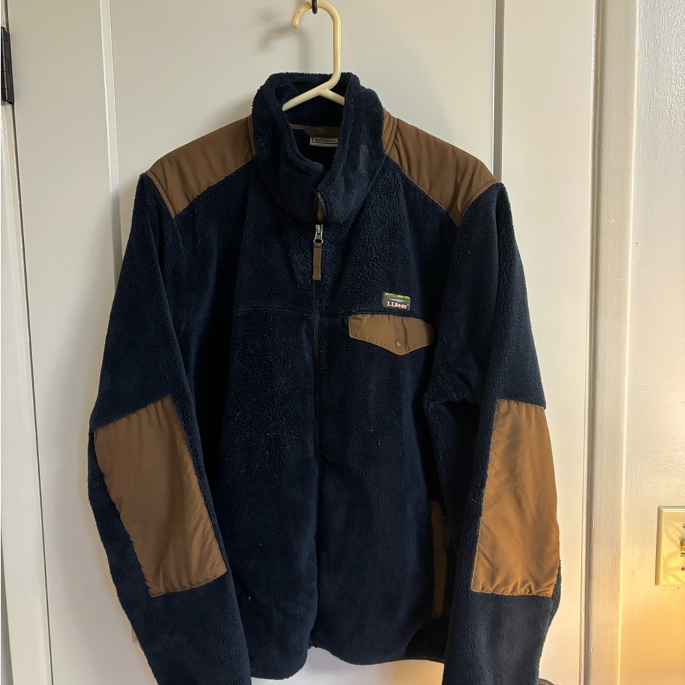 L.L. Bean Men's Dark Blue and Tan Performance Jacket